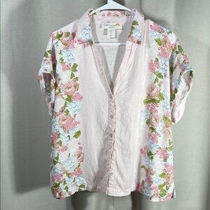 C&C California Floral Linen Shirt vintage table cloth print